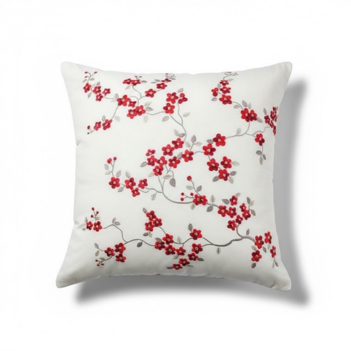 Cushion cover - red string peach blossom embroidery-TMD0405143